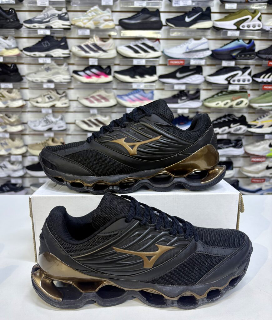 Mizuno Wave Especial - Preto e dourado- Importado- Com Garantia