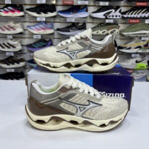 Mizuno Wave Stratos Off white e Marrom - Nacional- com Garantia