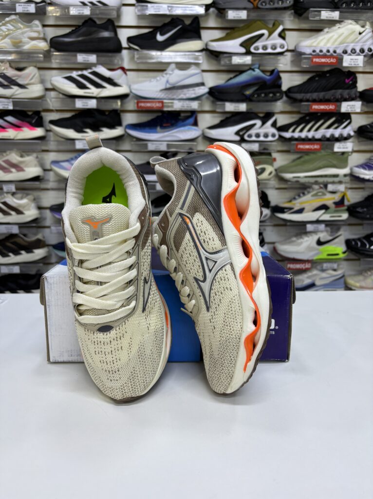 Mizuno Wave Stratos Off white e Laranja - Nacional- com Garantia - Imagem 9